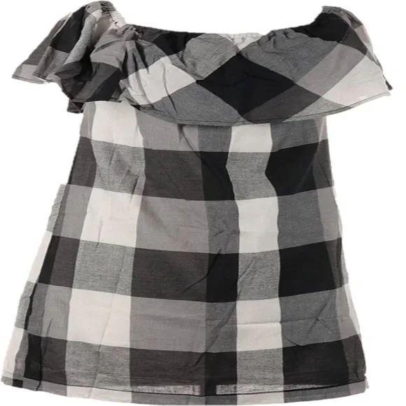 NWT Who What Wear Black Buffalo Check Off the Shoulder Dress NEW - Picture 7 of 7